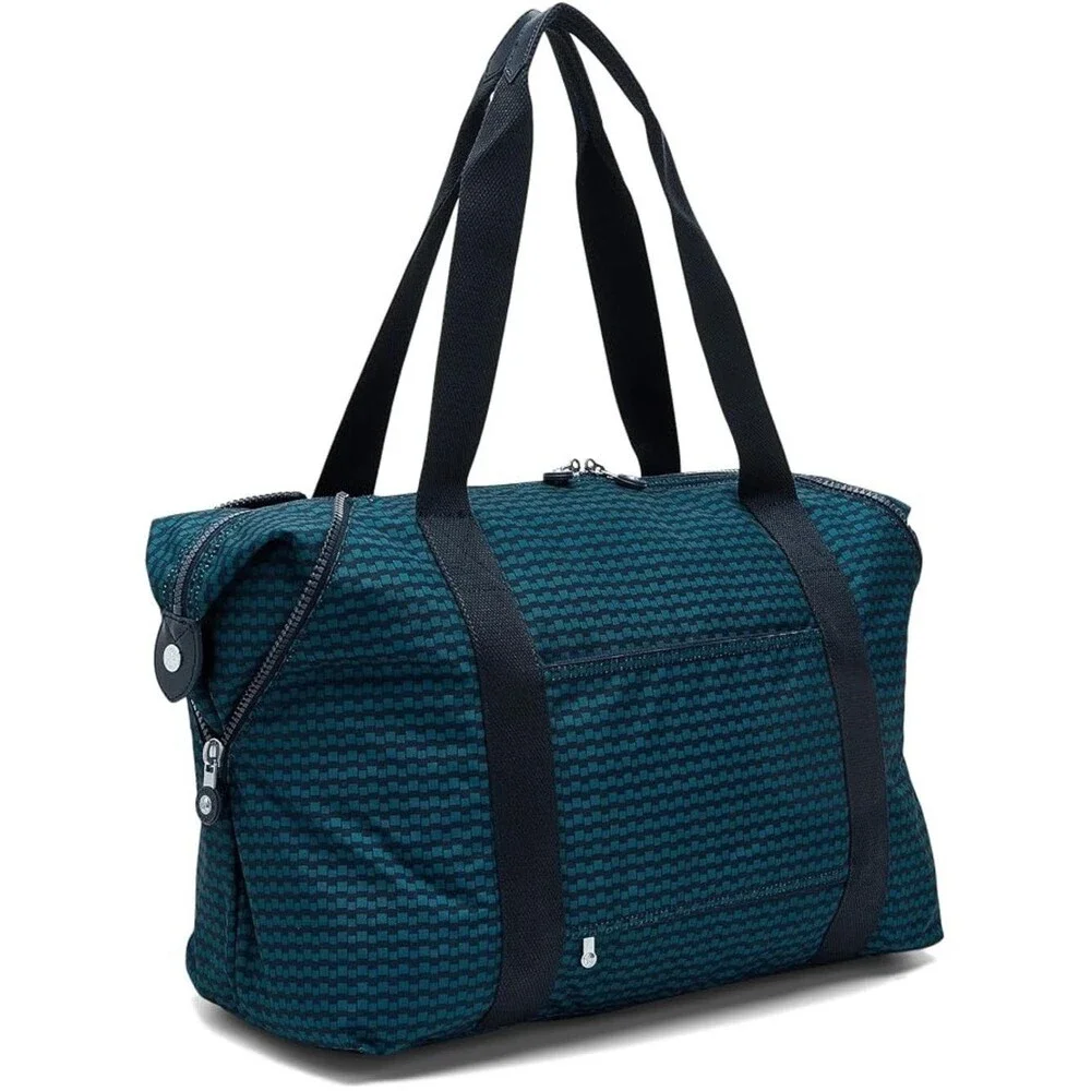 Kipling Art Medium Printed Tote Bag Navy Patterned Travel Tote with Luggage Slee